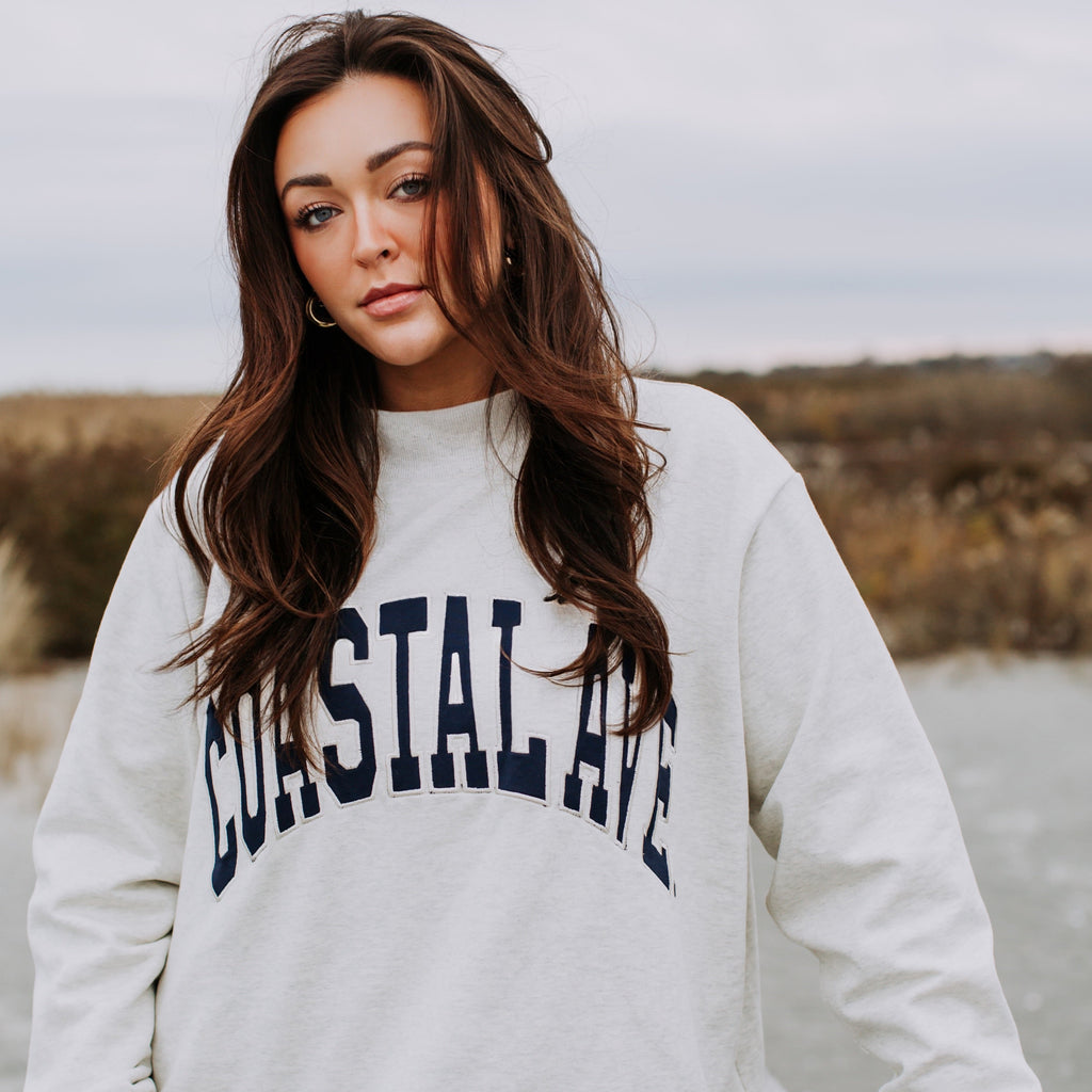 Coastal Ave. Exclusive Light Grey + Navy Mock Neck