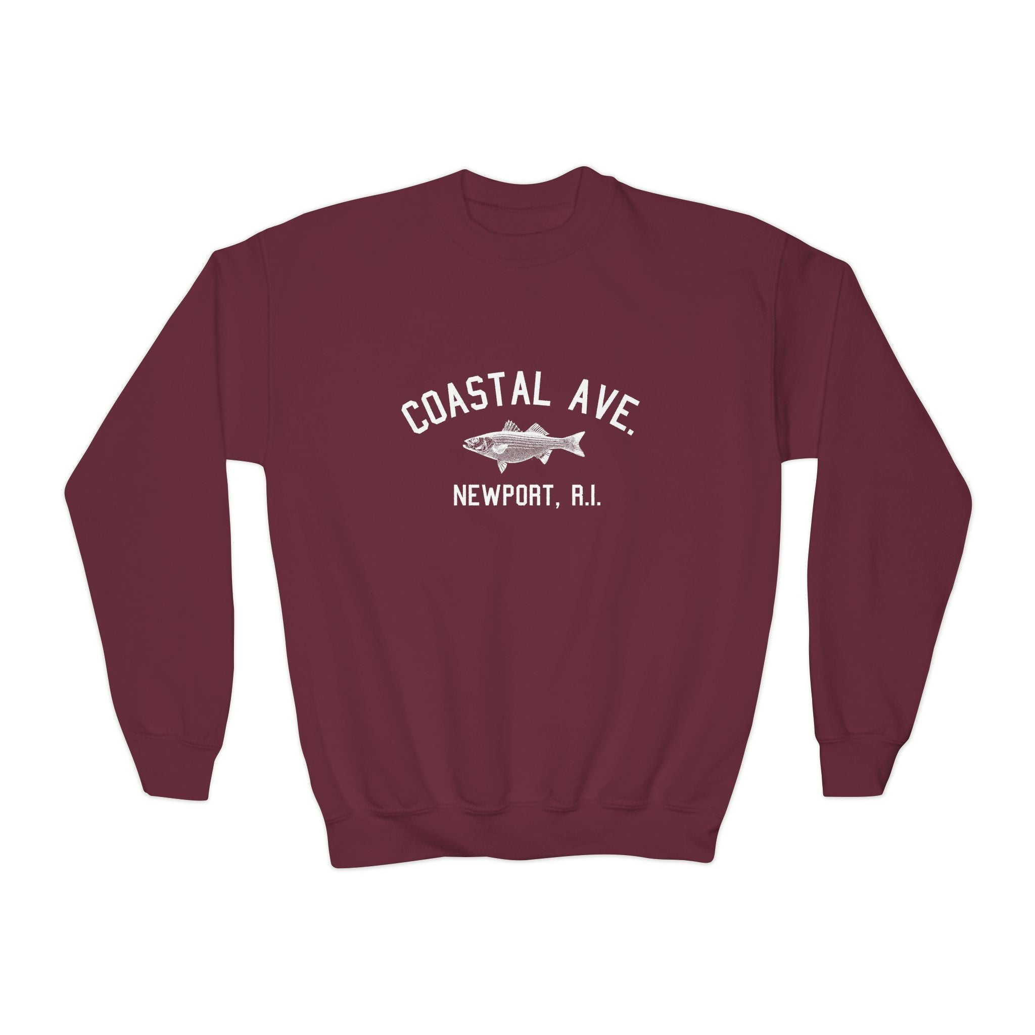 Coastal Ave. Newport, R.I. Youth Crewneck Sweatshirt