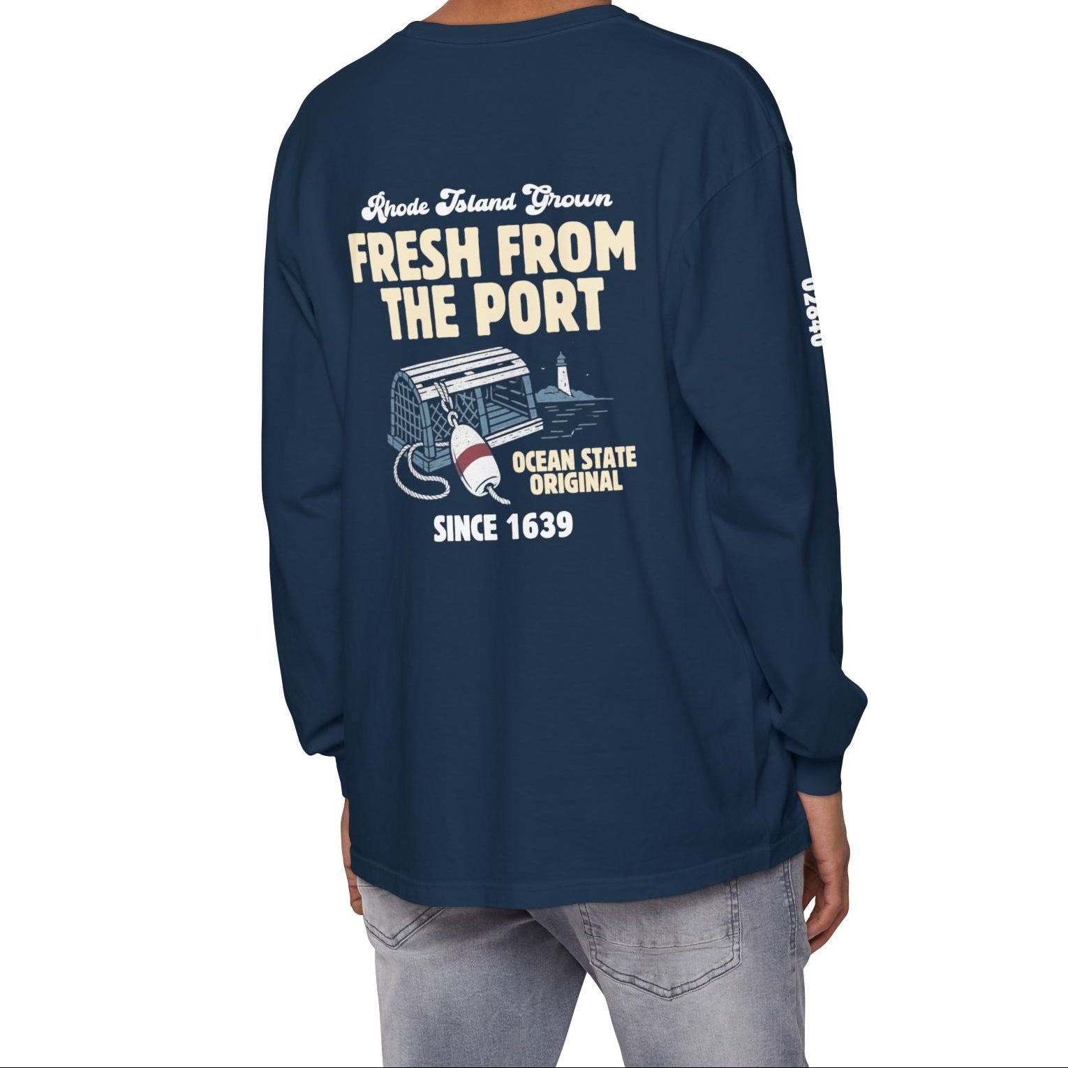 Fresh From The Port Long Sleeve Tee in Navy