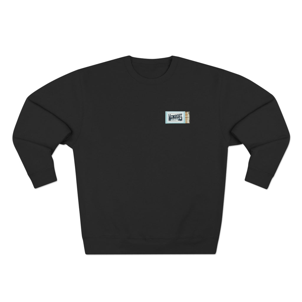 Newport RI Matchbox Crew Neck Sweatshirt, Coastal Ave. Vintage Matchbook Design, Rhode Island Coastal Lifestyle Apparel
