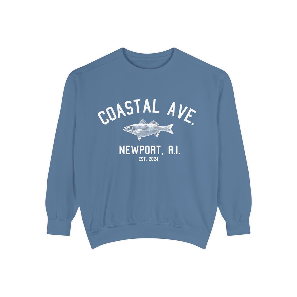 Coastal Ave. Design Newport, R.I. Crew Neck Sweatshirt, Comfort Colors, Nautical Inspired New England Apparel