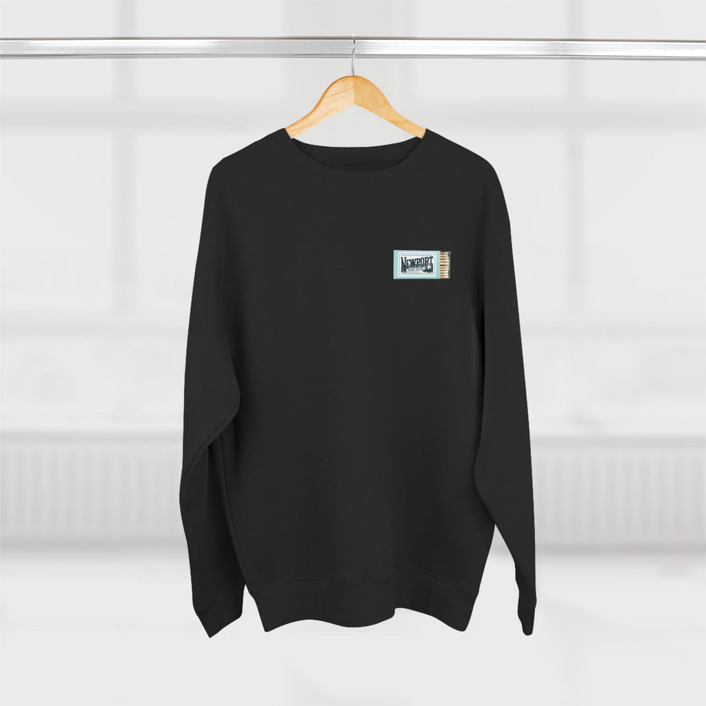Newport RI Matchbox Crew Neck Sweatshirt, Coastal Ave. Vintage Matchbook Design, Rhode Island Coastal Lifestyle Apparel
