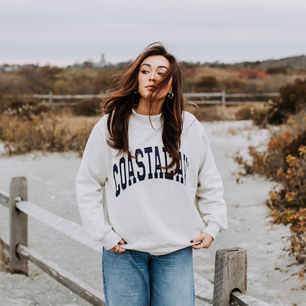 Coastal Ave. Exclusive Light Grey + Navy Mock Neck