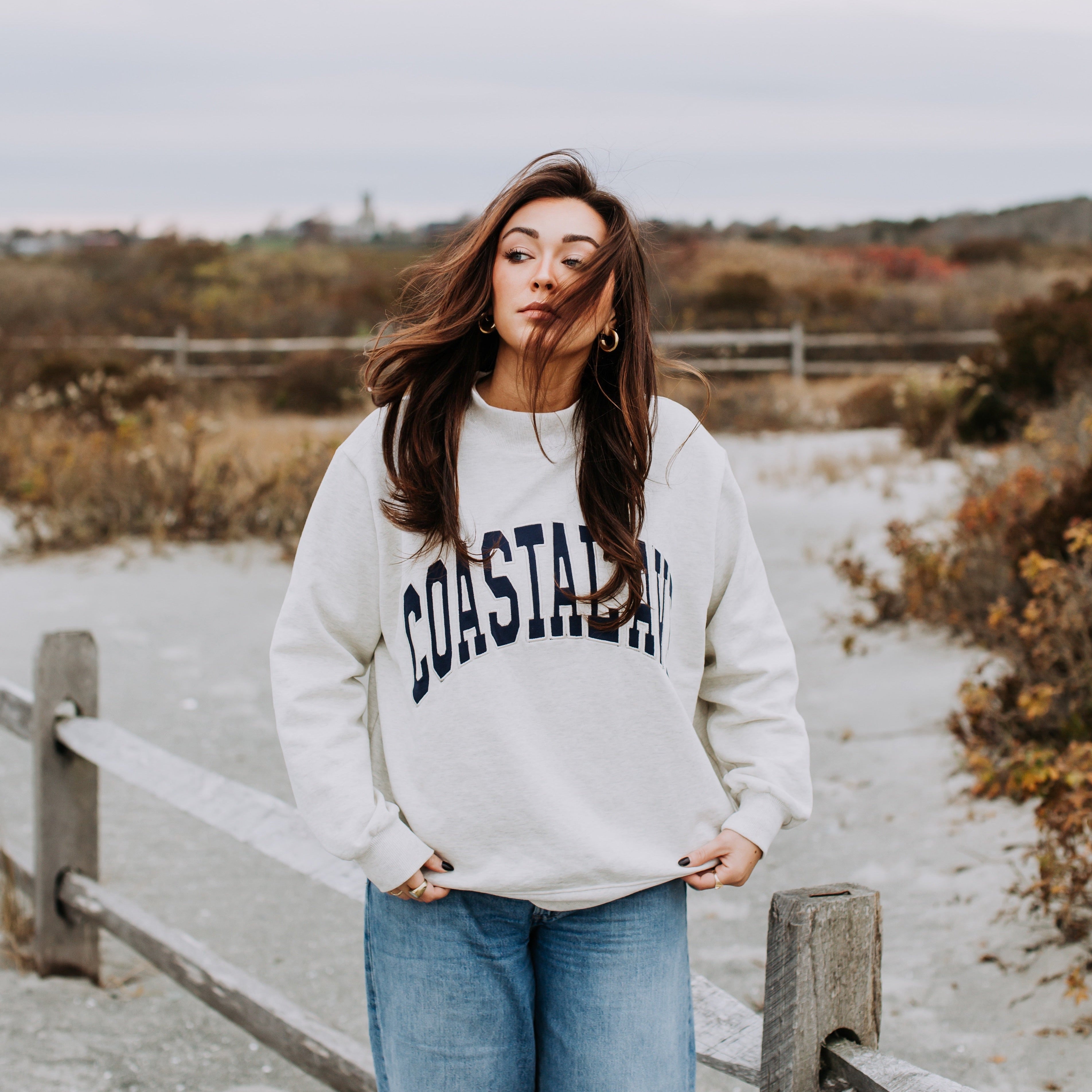 Coastal Ave. Exclusive Light Grey + Navy Mock Neck