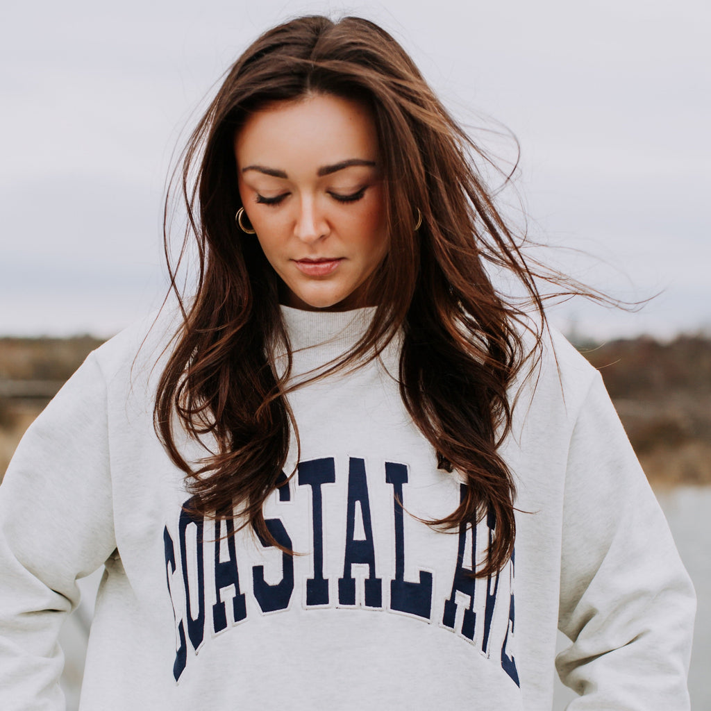 Coastal Ave. Exclusive Light Grey + Navy Mock Neck
