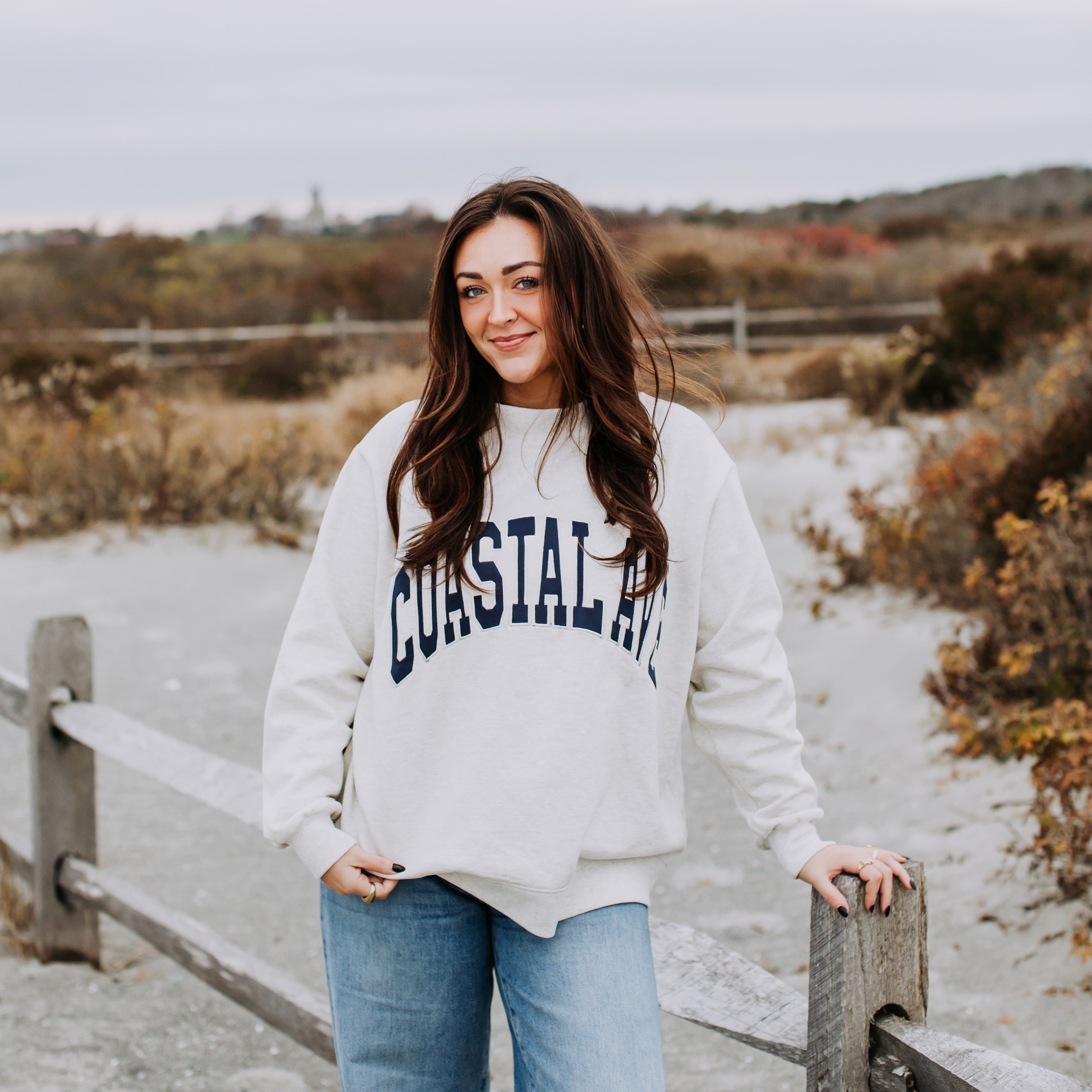 Coastal Ave. Exclusive Light Grey + Navy Mock Neck