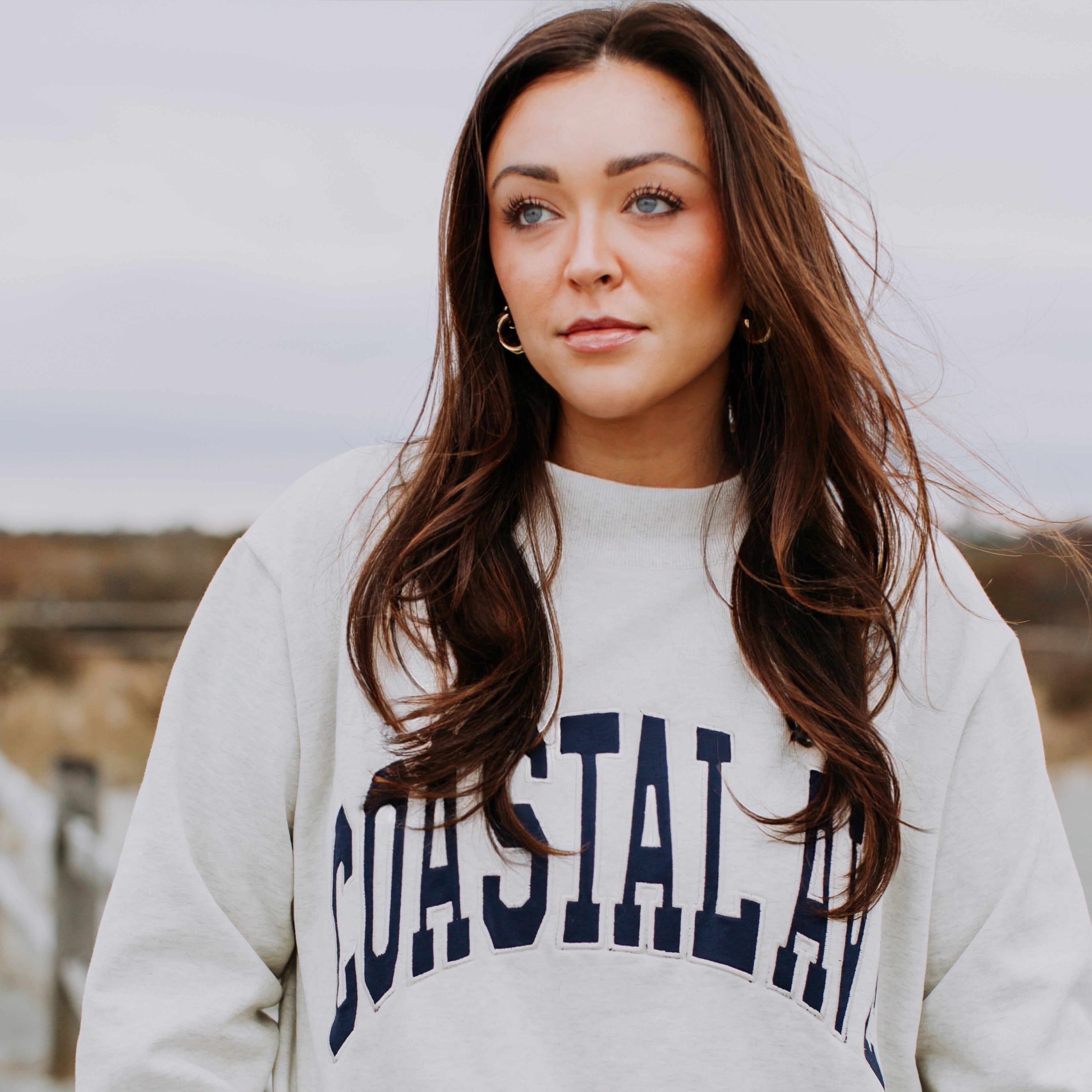 Coastal Ave. Exclusive Light Grey + Navy Mock Neck