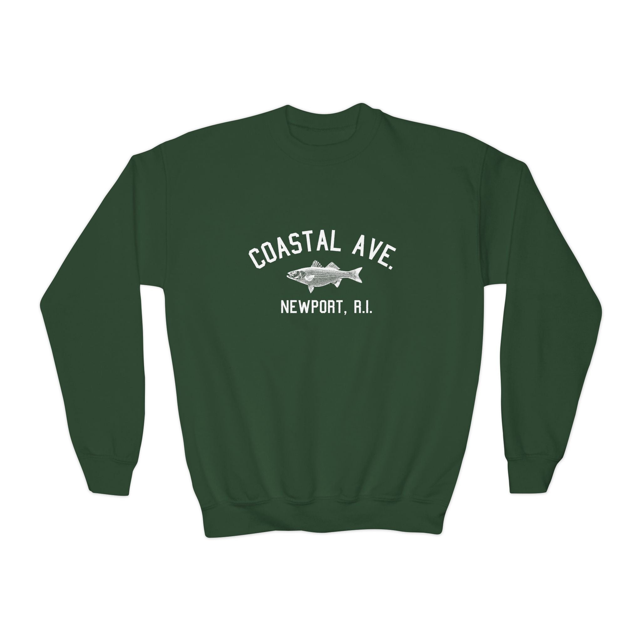 Coastal Ave. Newport, R.I. Youth Crewneck Sweatshirt