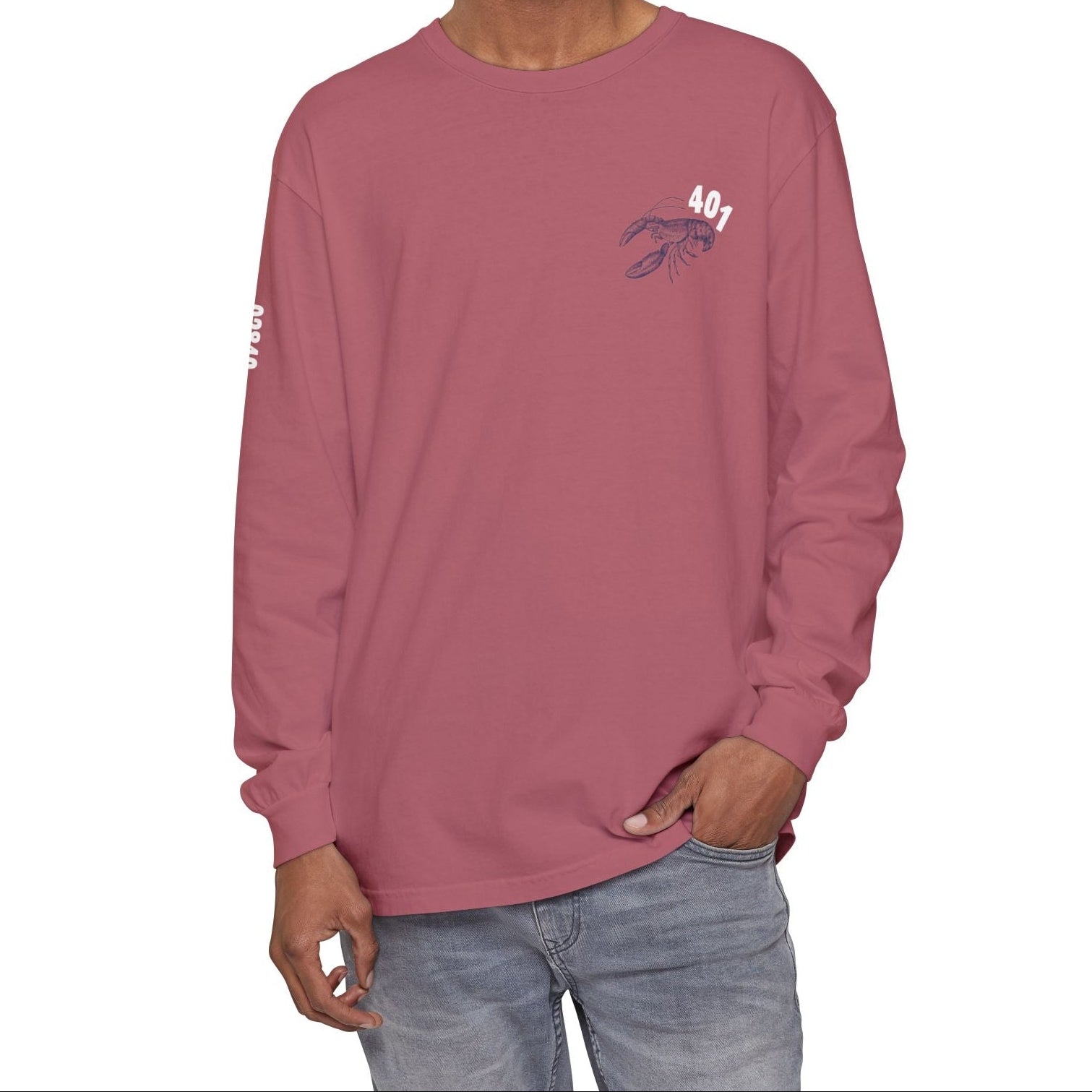 Newport RI Vintage Fresh From The Port Long Sleeve Tee in Crimson