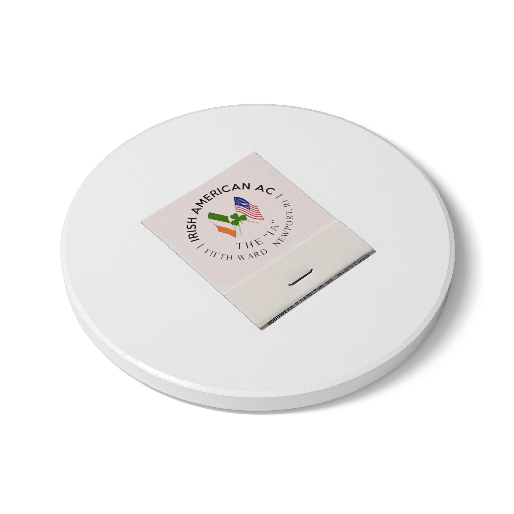 Irish American IA Bar, Newport RI Ceramic Matchbox Coaster