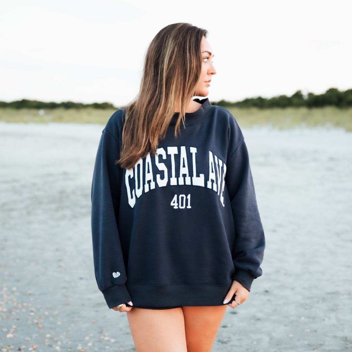 Coastal Ave. Navy Mock Neck