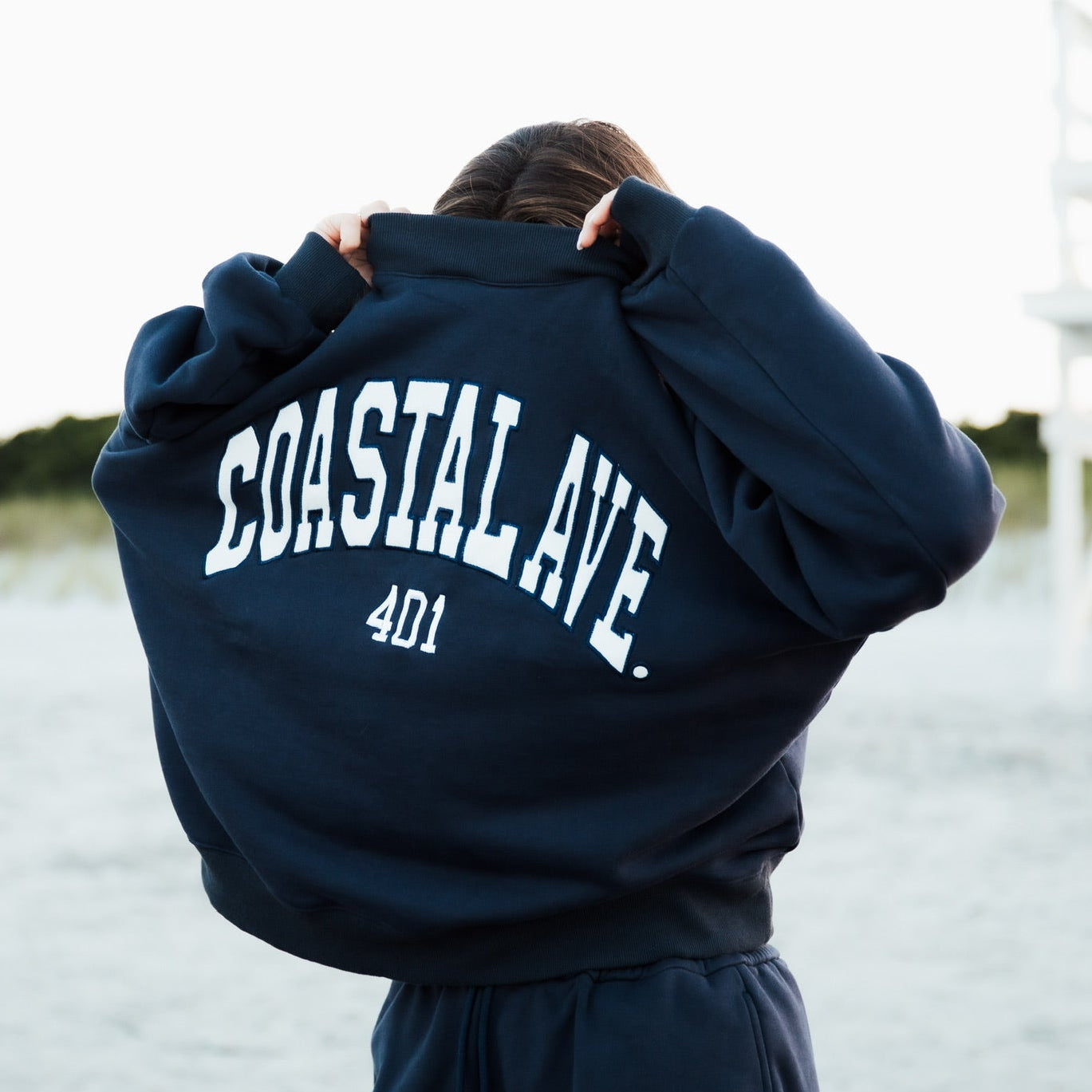 Coastal Ave. Navy Mock Neck