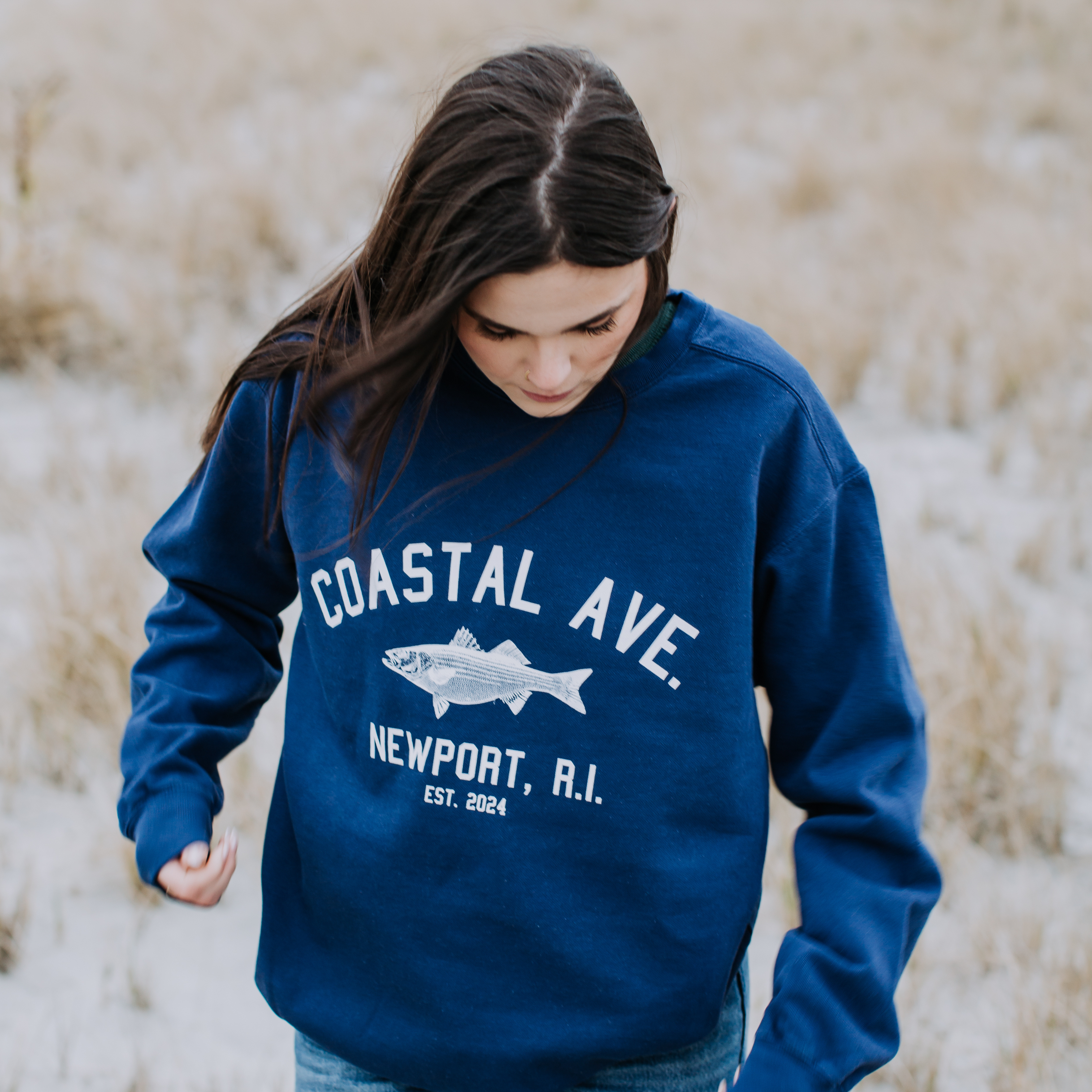 Coastal Ave. Design Newport, R.I. Crew Neck Sweatshirt, Comfort Colors, Nautical Inspired New England Apparel