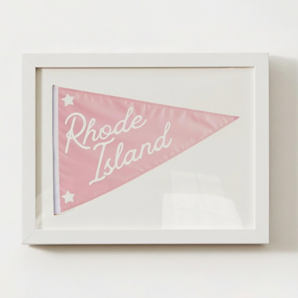 Pink Rhode Island Pennant Print