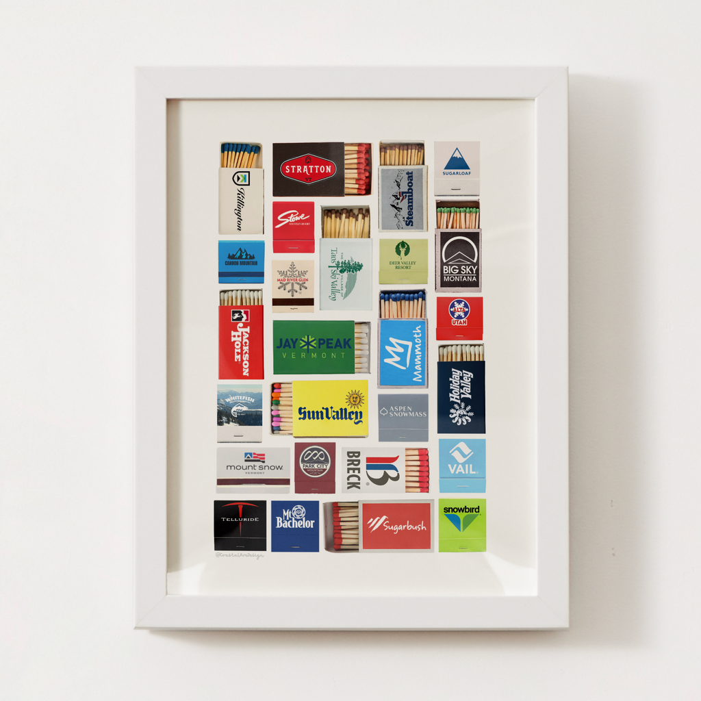 U.S. Ski Mountains Matchbox Print