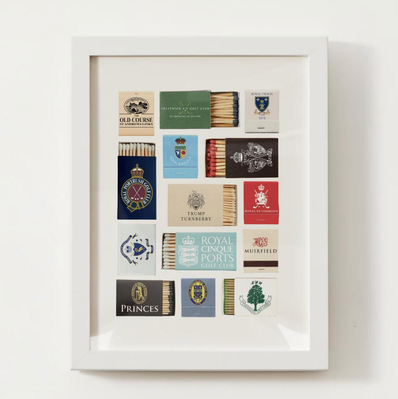 British Open "The Open Rota" Golf Courses Matchbox Print