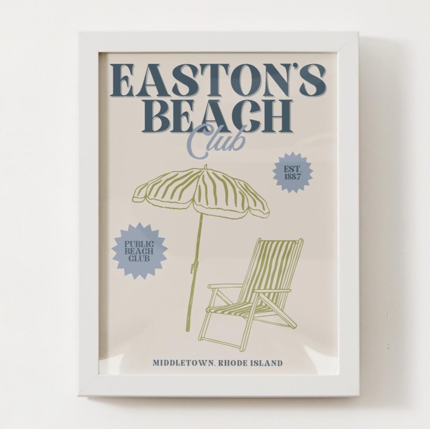 Easton's Beach Club 'First Beach' Middletown / Newport, Rhode Island Print