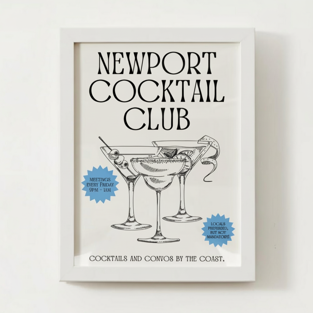 Newport, RI Cocktail Club Print