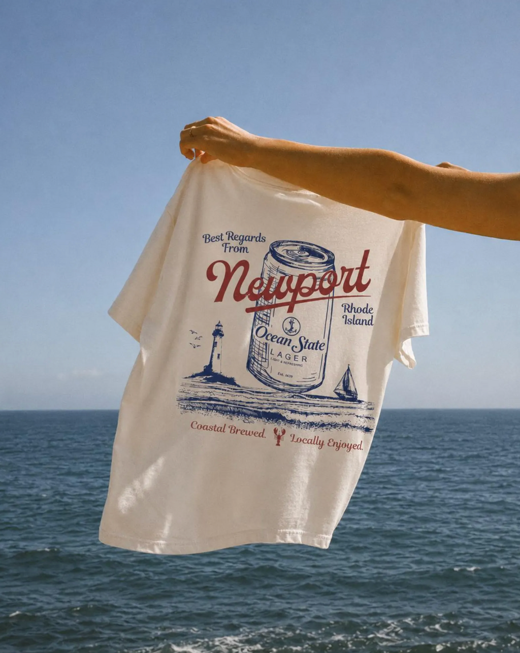 Locally Enjoyed - Newport Tee | Vintage Rhode Island Coastal Shirt | Ocean State Lager Graphic Tee | Newport RI Souvenir Tee