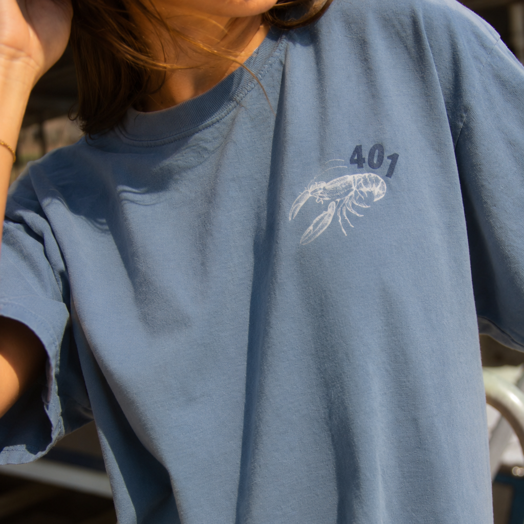 Fresh From The Port, Newport, RI Short Sleeve Tee in Ice Blue