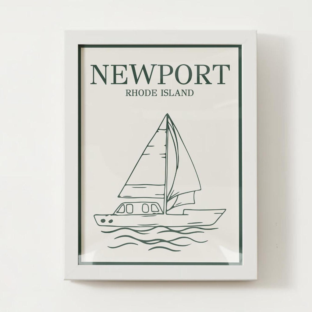 Newport, RI Sailboat Print; Rhode Island Wall Art Poster, Rhode Island Sailing
