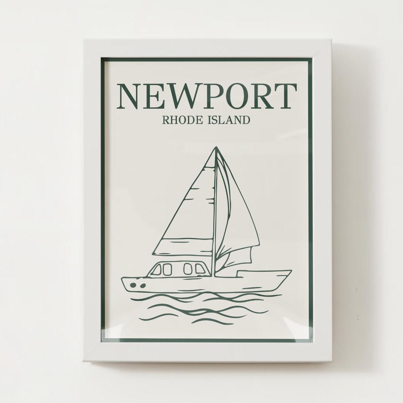 Newport, RI Sailboat Print; Rhode Island Wall Art Poster, Rhode Island Sailing