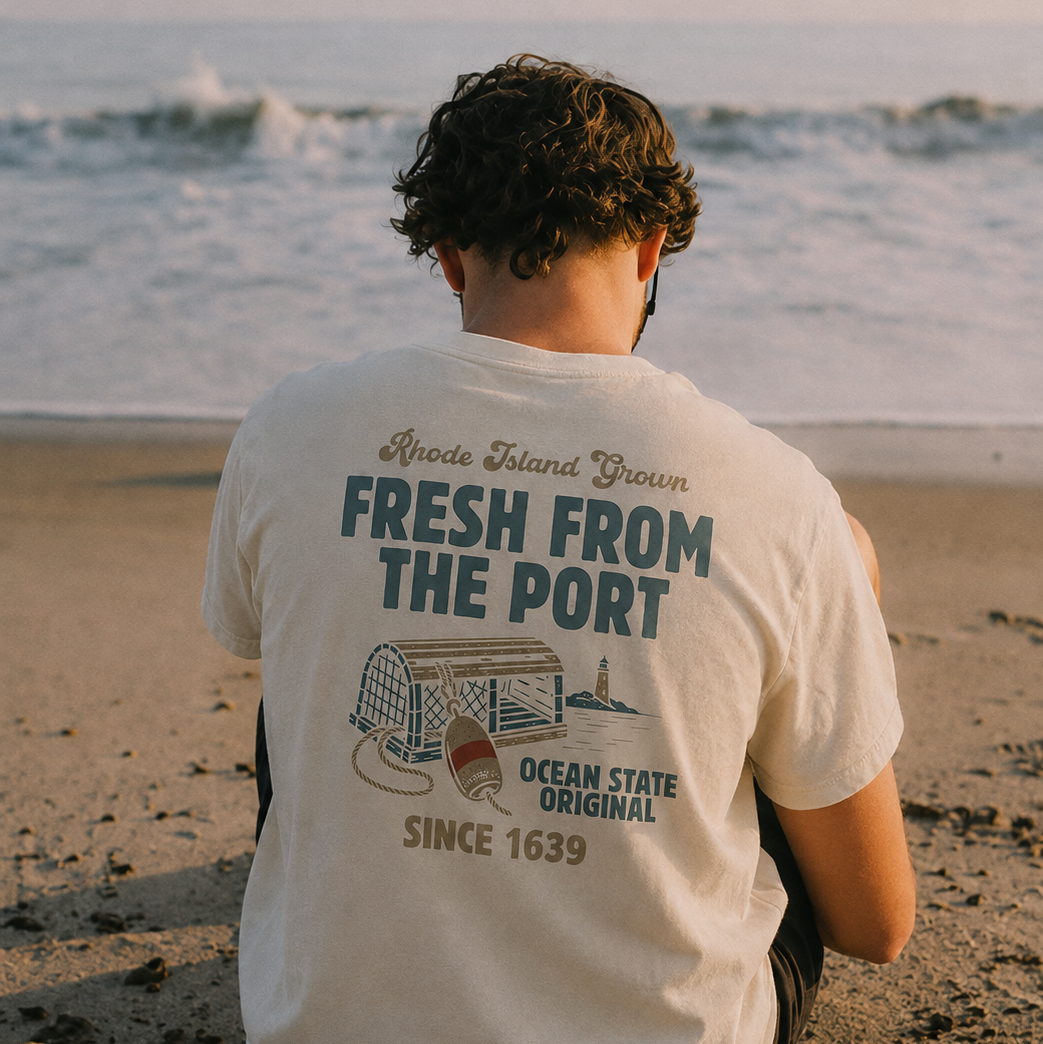 Fresh From The Port, Newport, RI Short Sleeve Tee in Ivory